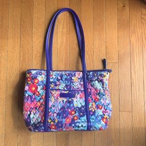 Vera Bradley Purple Floral Large Vera Tote Bag